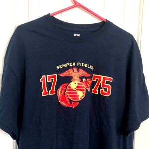Vintage Marine Corp Sempri Fedelis  Graphic Print Short-Sleeve Shirt Men XL